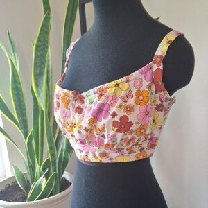 California Sunshine Pink and Orange Crop Bikini Top Size 1